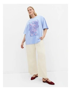 Plus Size Queen Of Hearts Oversized Tee in Blue