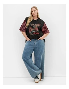 Plus Size Wrangling Hearts Oversized Tee in Black Wash