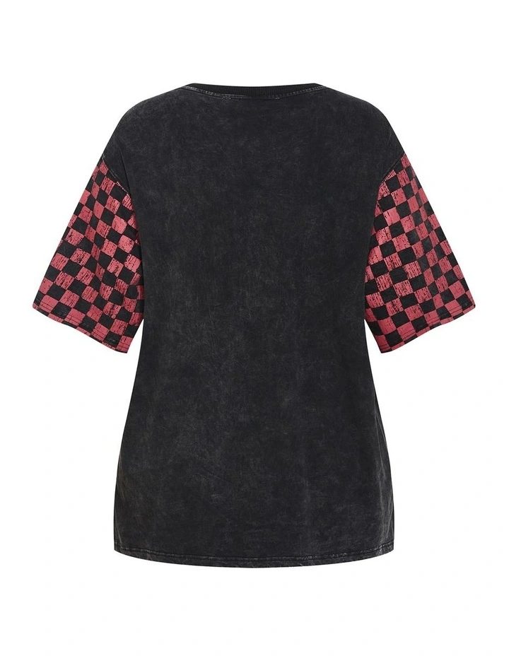 Plus Size Wrangling Hearts Oversized Tee in Black Wash image 4