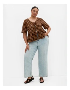 Plus Size Gingham Top in Chestnut