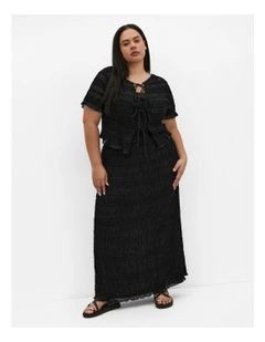Plus Size Emelia Shirred Top in Black