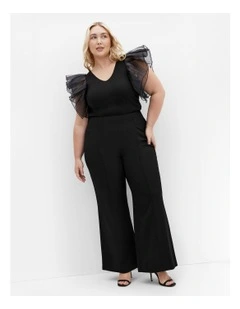 Plus Size Sierra Ruffle Sleeve Top in Black