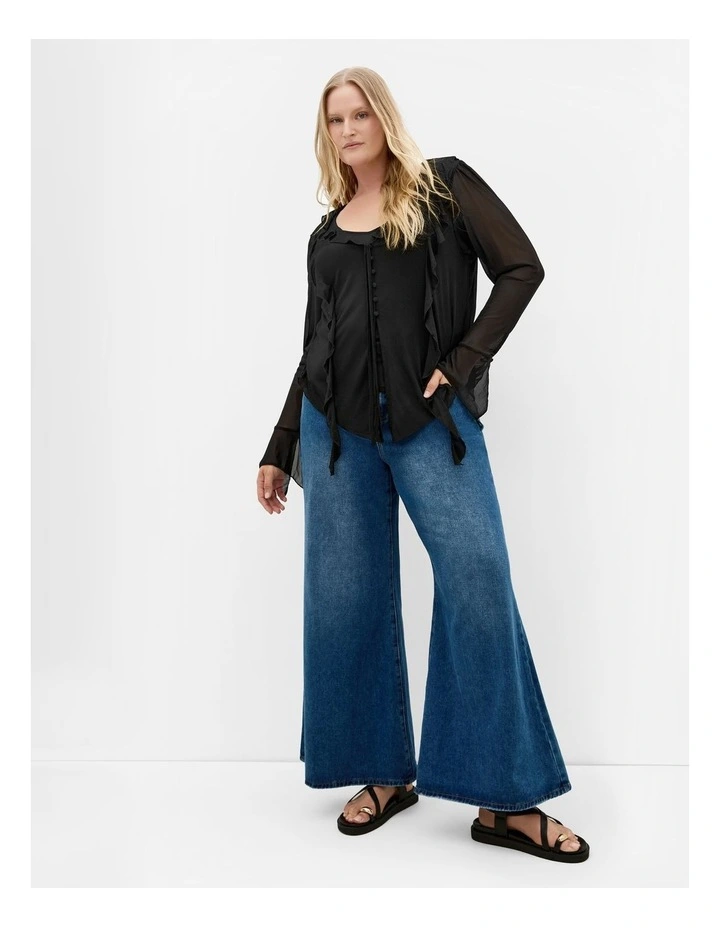 Plus Size Vivid Mesh Top in Black image 1