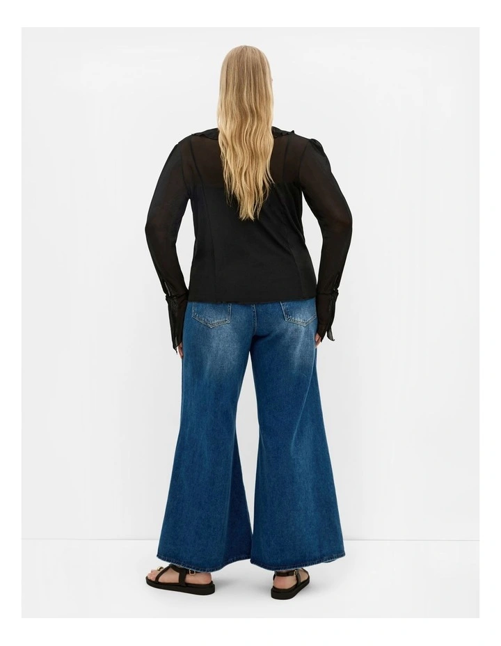 Plus Size Vivid Mesh Top in Black image 2