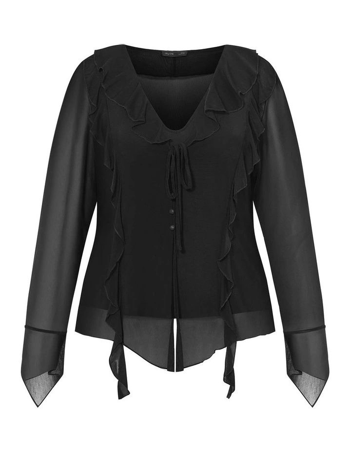 Plus Size Vivid Mesh Top in Black image 3