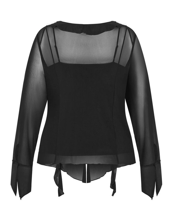 Plus Size Vivid Mesh Top in Black image 4