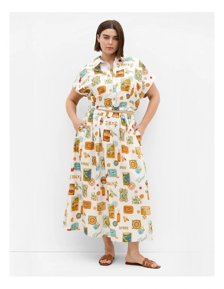 Plus Size Vacay Amore Print Shirt in White image 1