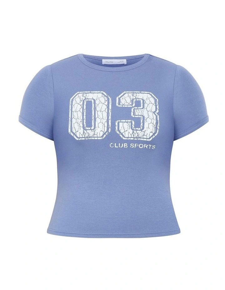 Plus Size Micro Game Day Print Tee in Blue image 3