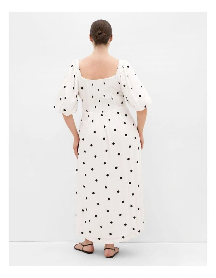 Plus Size Nala Spot Print Twist Front Dress in White image 2