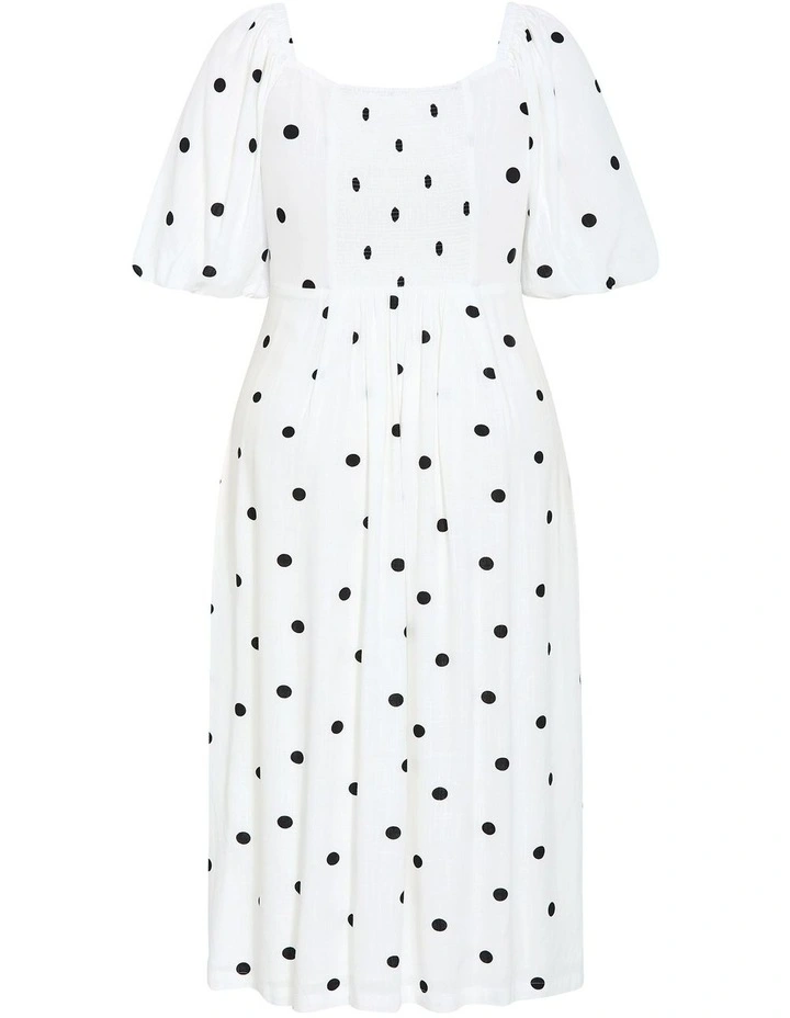 Plus Size Nala Spot Print Twist Front Dress in White image 4