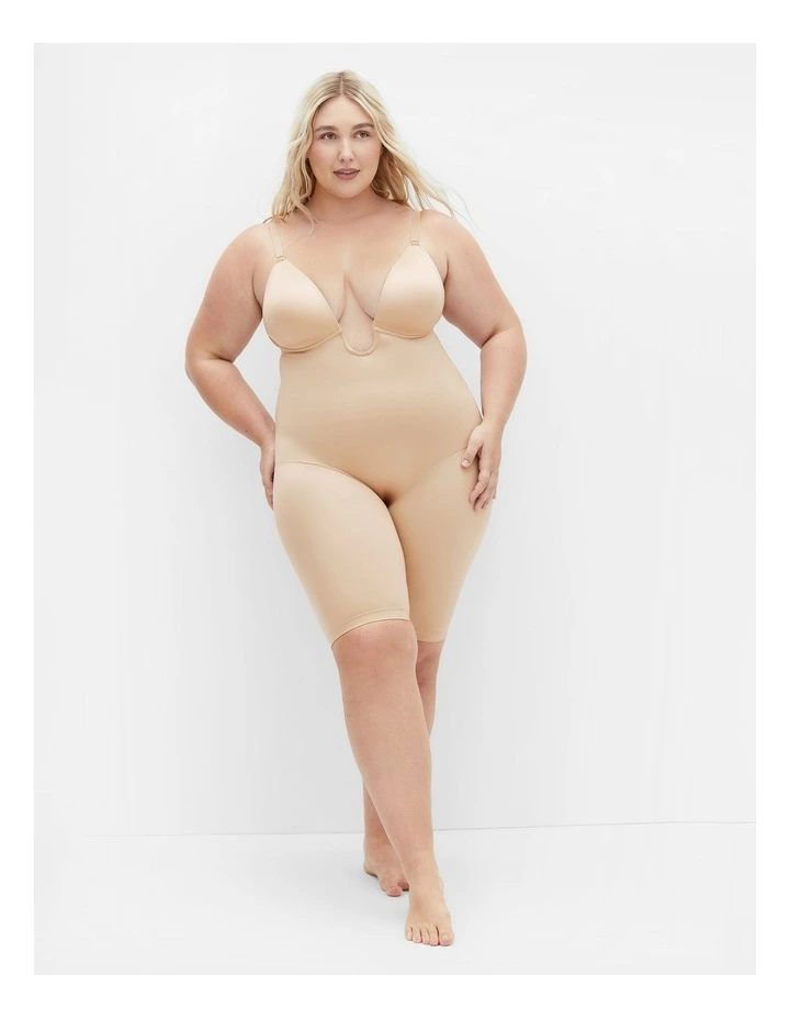 Plus Size Smooth Plunge Bodyshaper in Latte image 1
