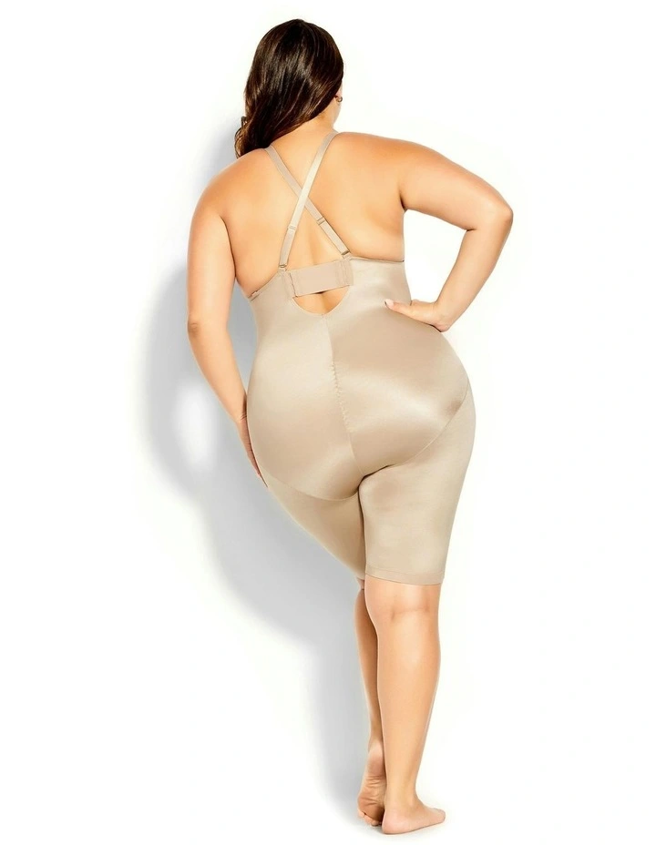 Plus Size Smooth Plunge Bodyshaper in Latte image 2
