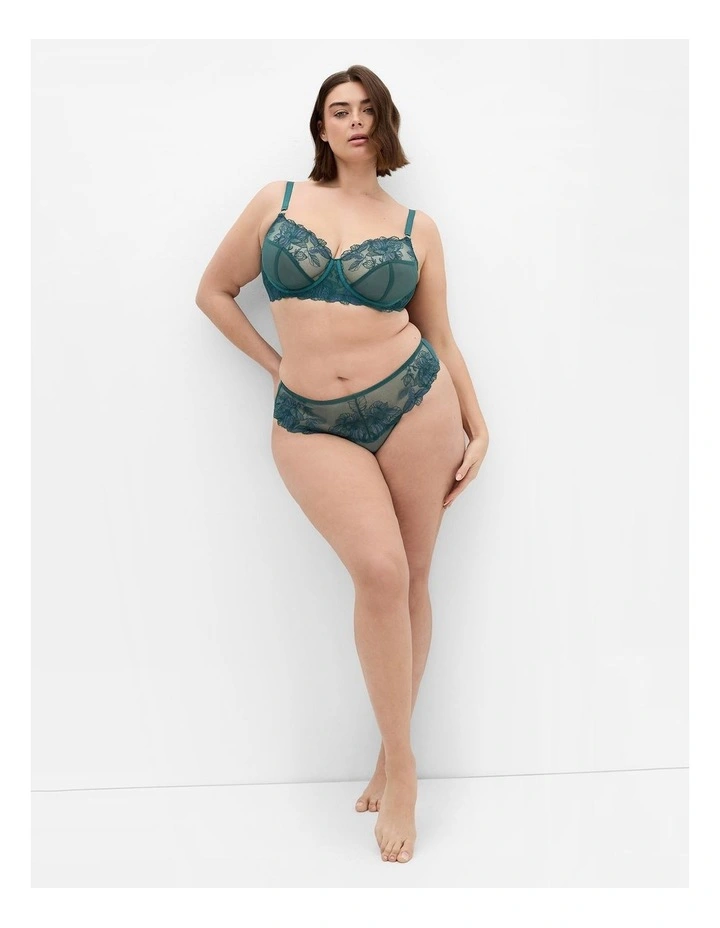Plus Size Kimora Ouvert Cheeky Brief in Deep Teal image 1