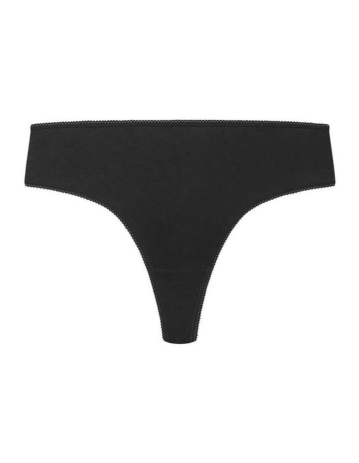 Luxe Cotton Thong 3 Pack in Black image 3