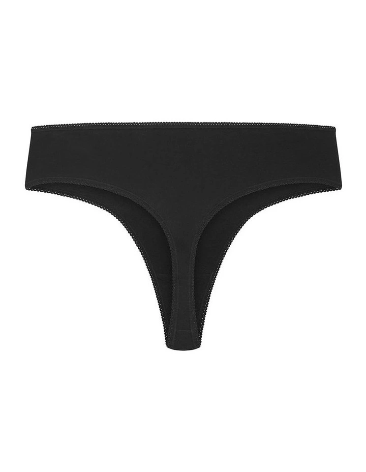 Luxe Cotton Thong 3 Pack in Black image 4