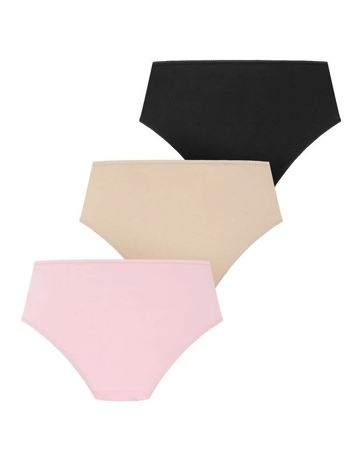 Luxe Cotton Full Brief 3 Pack in Black/Pink/Latte image 3