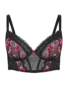 Amelie Underwire Longline Bra in Black