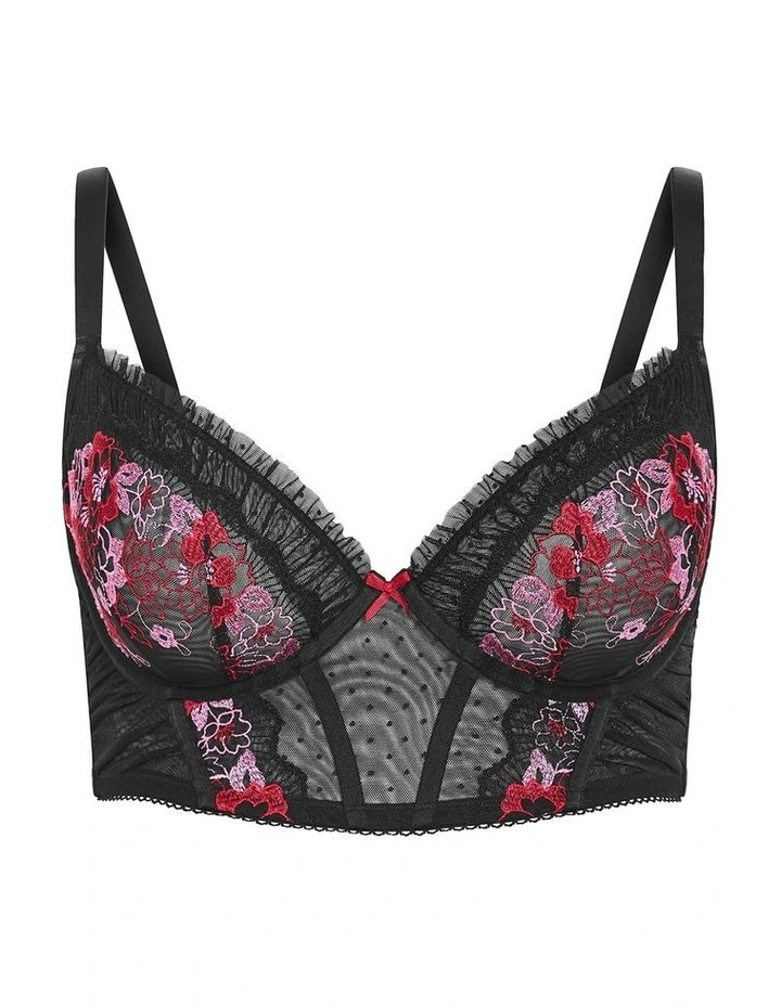 Amelie Underwire Longline Bra in Black image 1