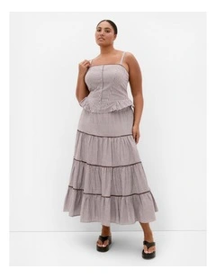 Tessa Check Print Skirt in Chocolate