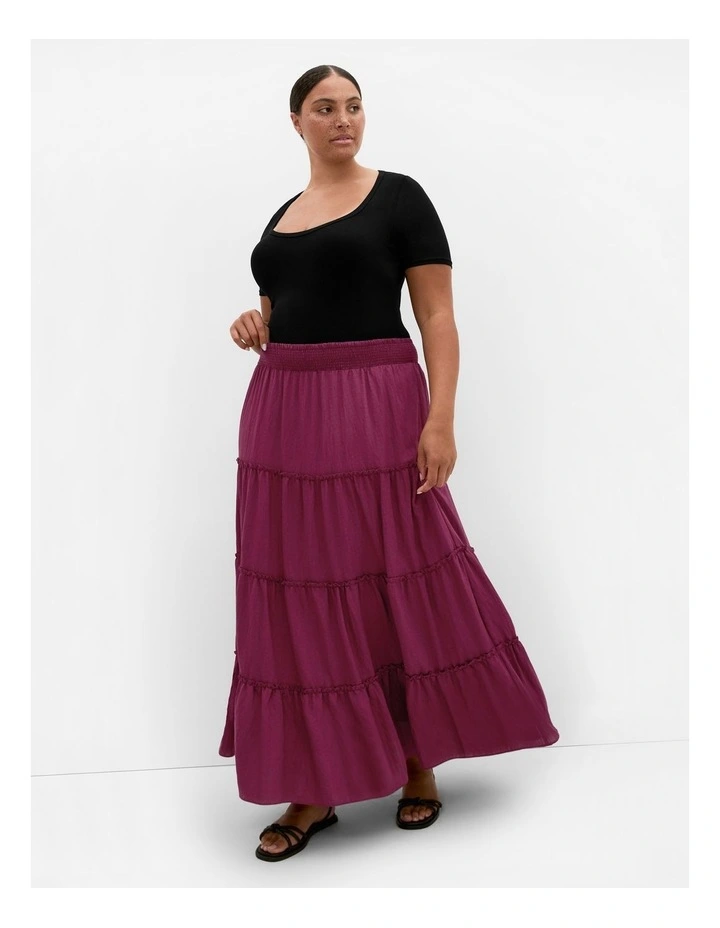 Boho Tiered Maxi Skirt in Pomegranate image 1