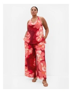 Imari Lily Print Cowl Neck Top in Tigerlily