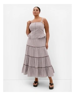 Tessa Check Print Bustier Top in Chocolate