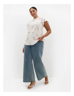 Fleur Petal Print Top in Ivory