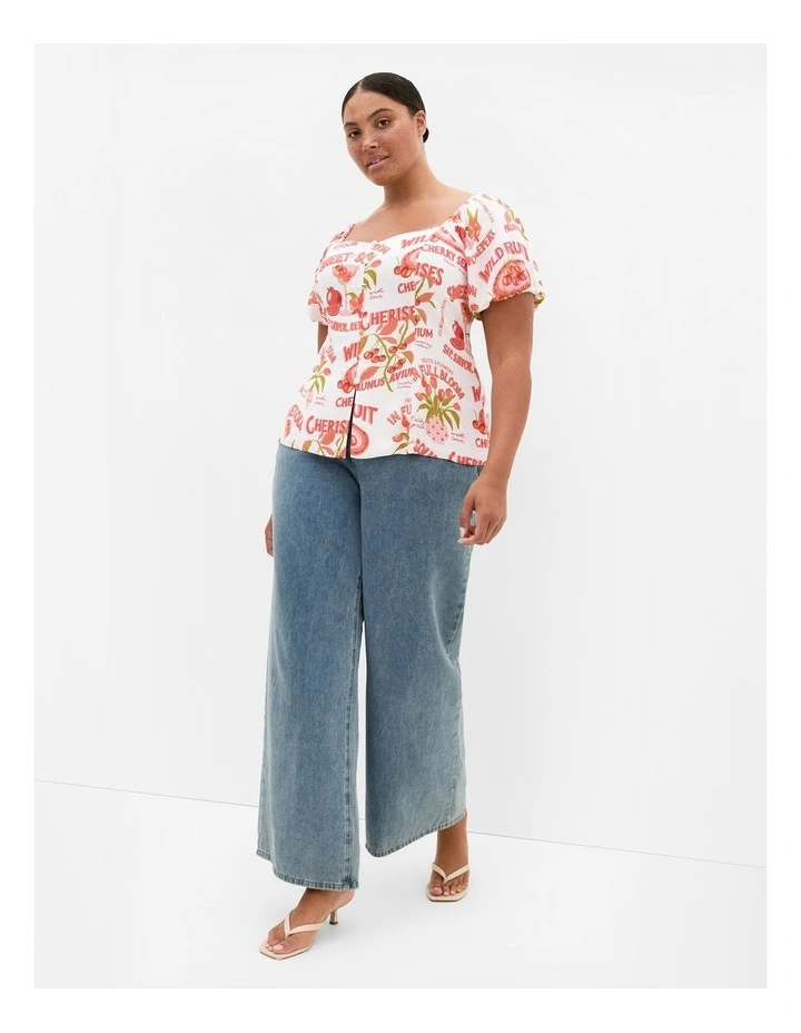 Dreamer Cherry Print Corset Top in White image 1