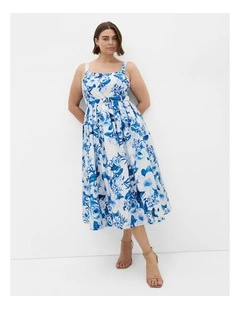 Elysia Bluebell Print Midi Dress in Bluebell