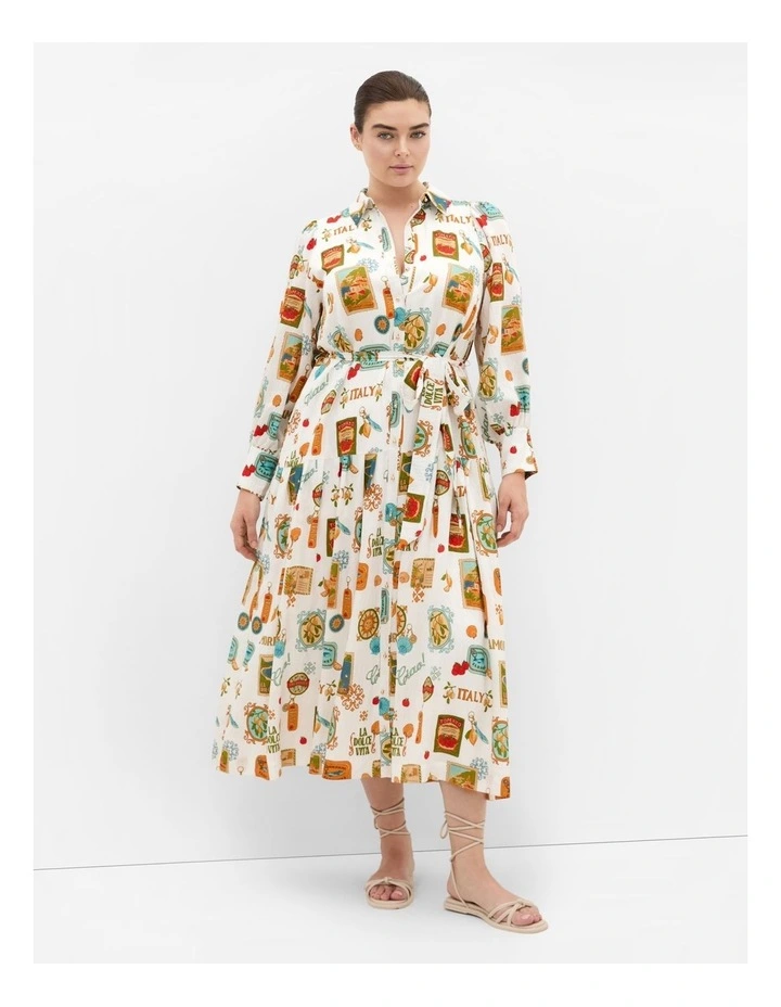 Amore Print Midi Dress in Multi image 1