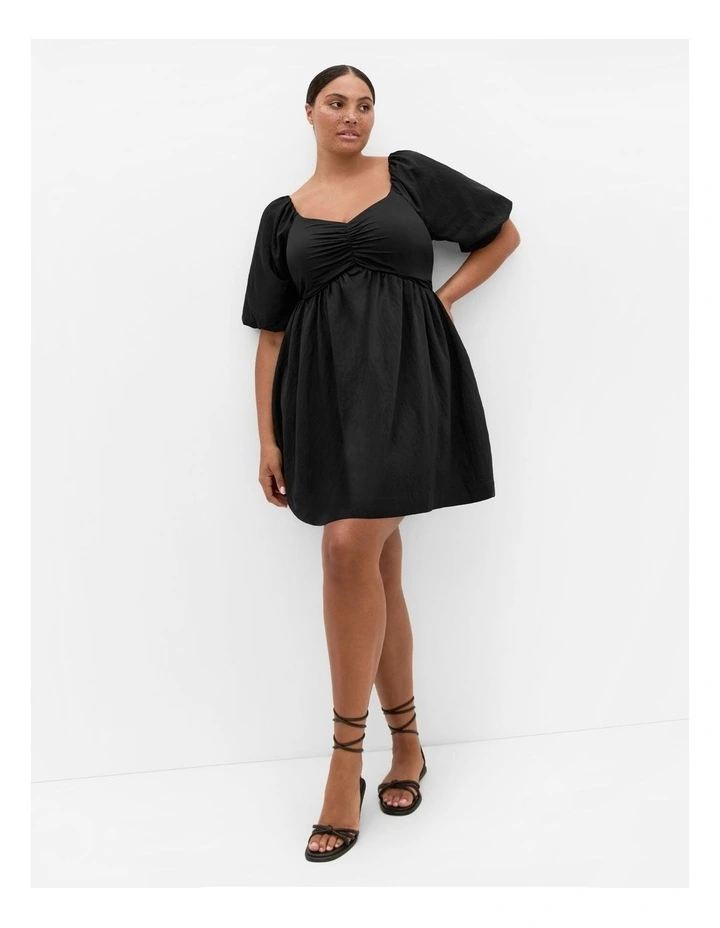 Minna Babydoll Mini Dress in Black image 1