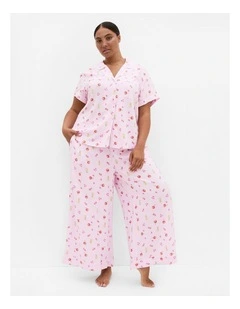 Kitty Berry Print Pyjama Pant in Baby Pink