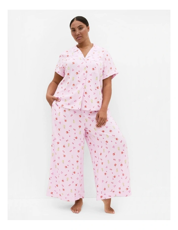 Kitty Berry Print Pyjama Pant in Baby Pink image 1