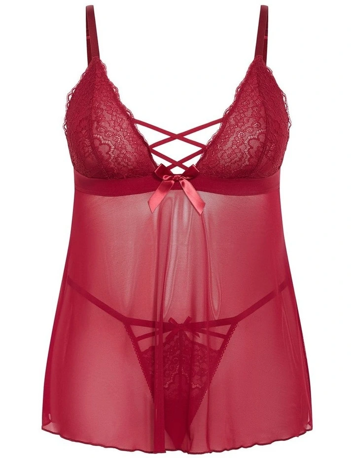Demi Babydoll Set in Pomegranate image 3