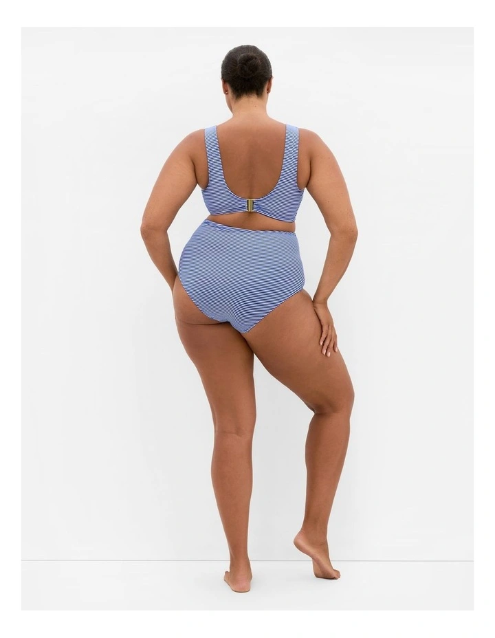 Positano Print Hi Waist Bikini Brief in Cobalt Blue image 2