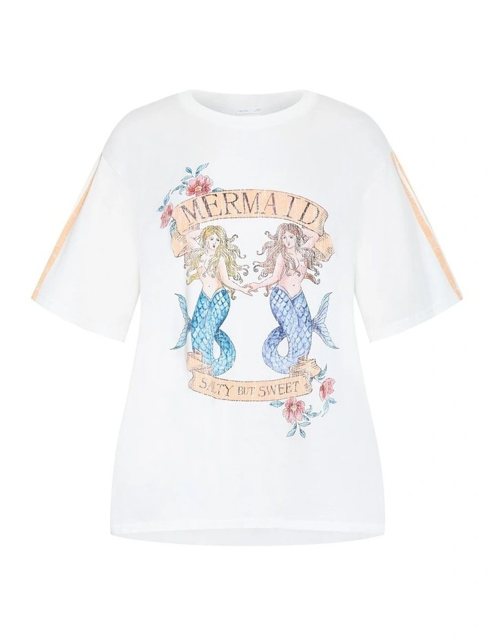 Mermaid Oversized Tee in Ivory image 3