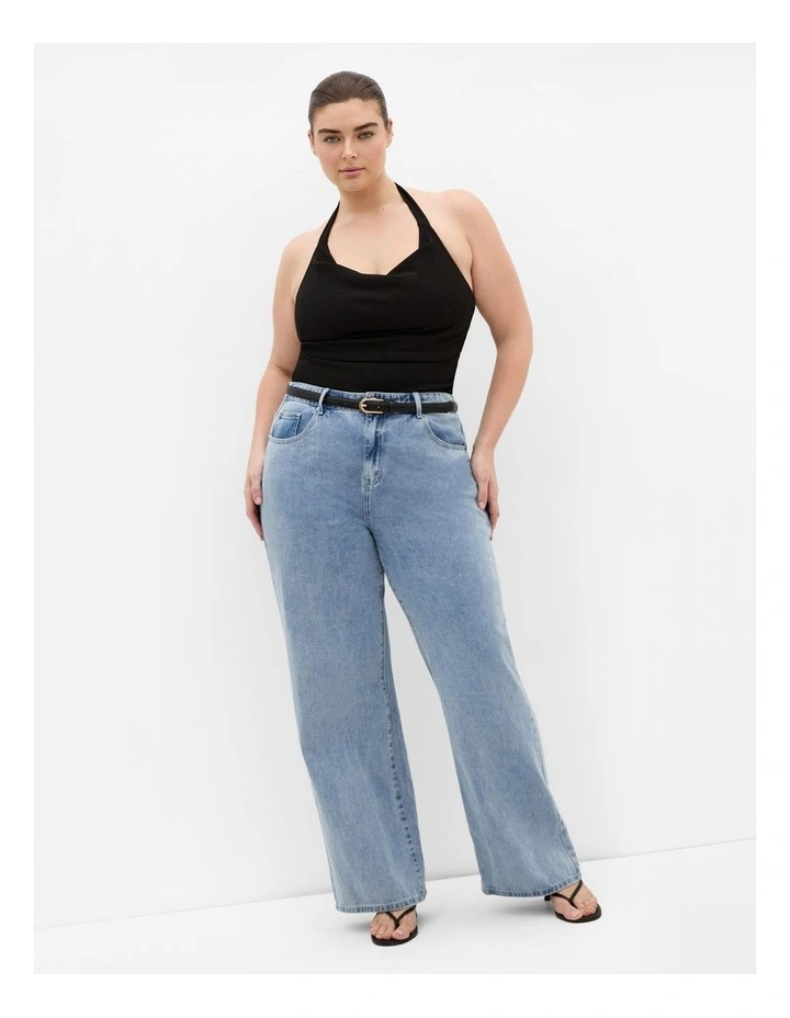 Emmy Halter Cowl Neck Top in Black image 1