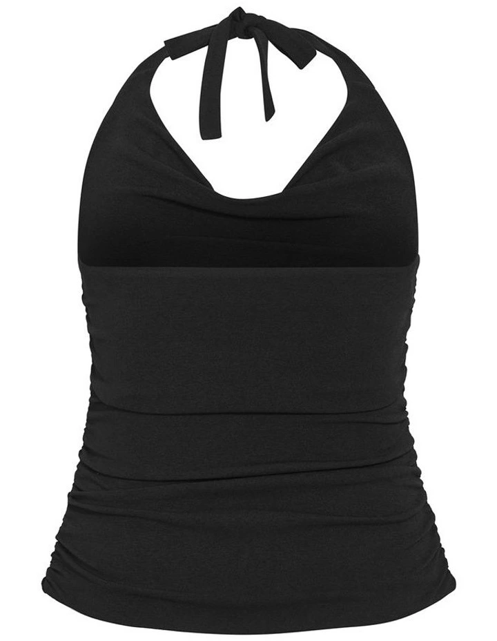 Emmy Halter Cowl Neck Top in Black image 4