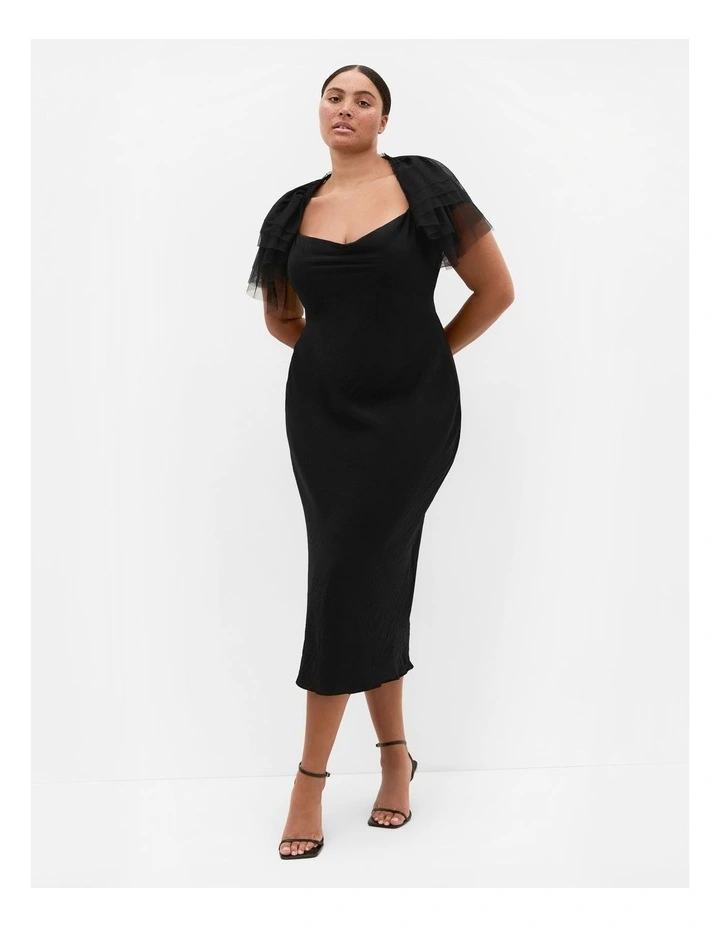 Ruffle Mesh Shrug in Black image 1