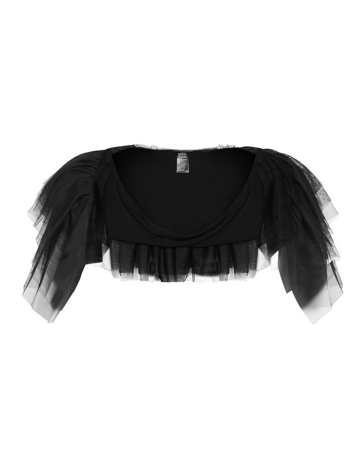 Ruffle Mesh Shrug in Black image 3
