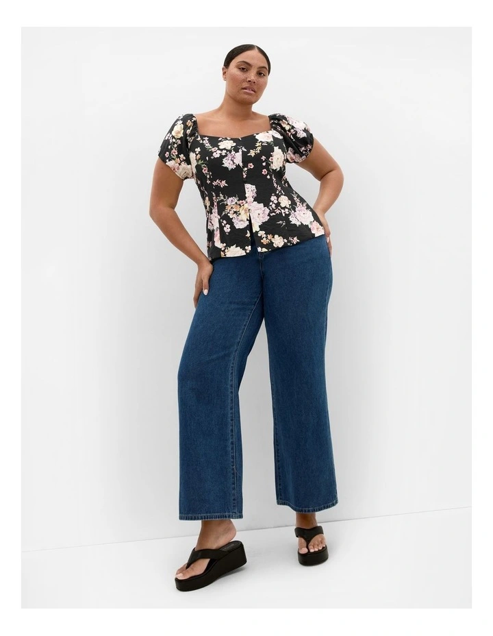 Dreamer Floral Corset Top in Black image 1