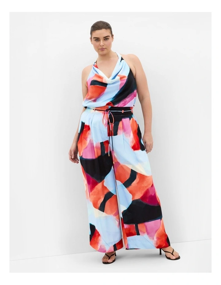 Shania Aspect Print Wide Leg Pant in Sky Blue Aspect Print image 1
