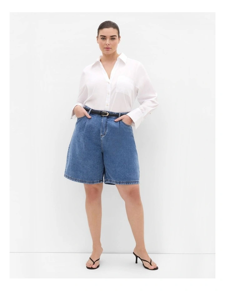 Tessa Tailored Denim Jort in Light Wash image 1