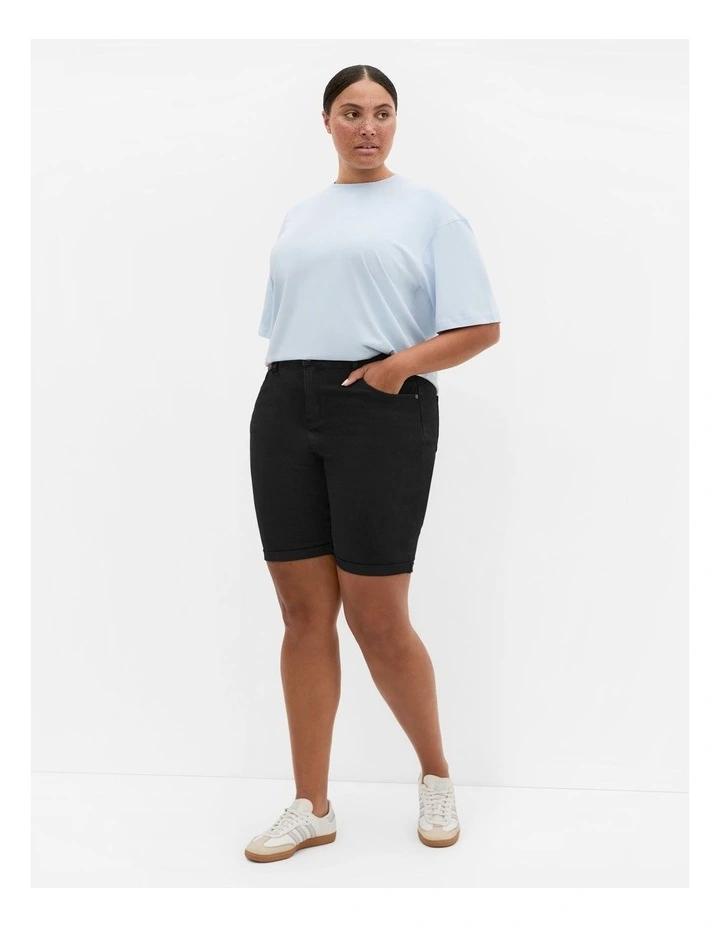Turn Up Skinny Denim Short in Black Wash image 1