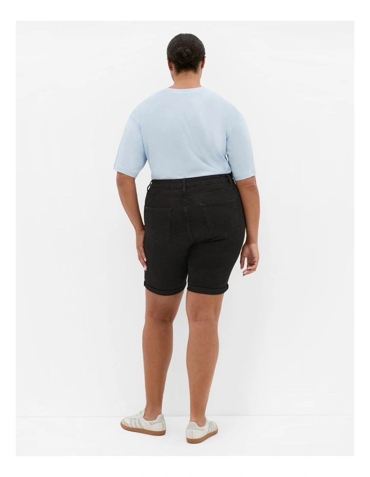 Turn Up Skinny Denim Short in Black Wash image 2