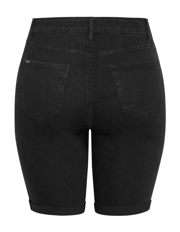 Turn Up Skinny Denim Short in Black Wash image 4