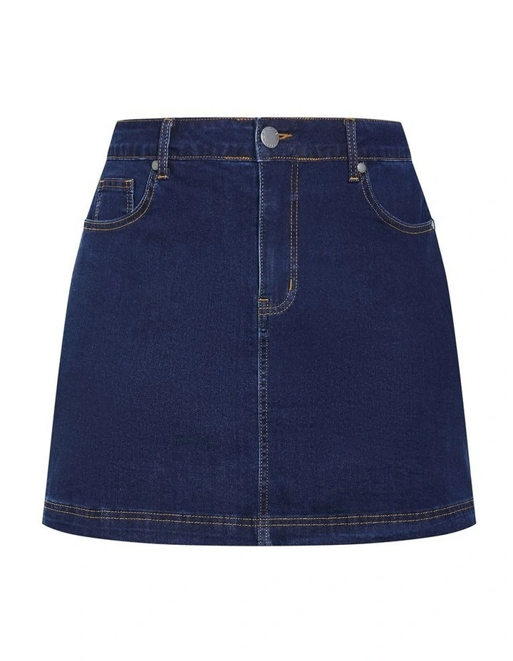 Alice Denim Mini Skirt in Dark Wash image 3