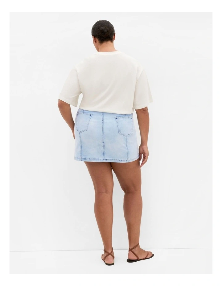 Alice Denim Mini Skirt in Ice Blue Wash image 2