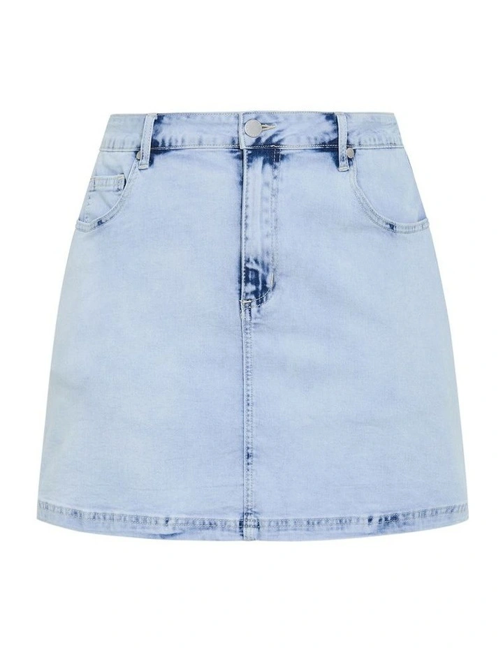 Alice Denim Mini Skirt in Ice Blue Wash image 3