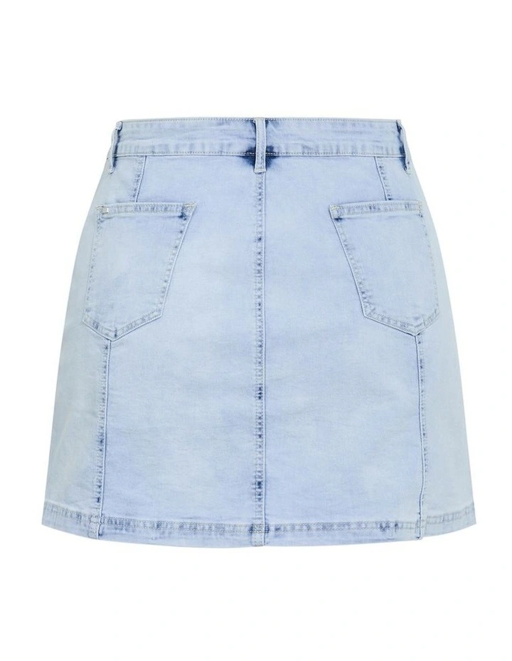 Alice Denim Mini Skirt in Ice Blue Wash image 4